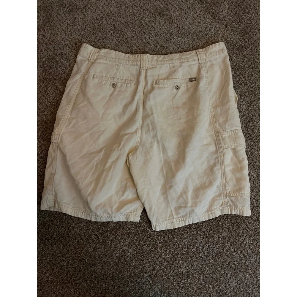 Tommy Bahama Mens Shorts Size 38 Cream Relax Cargo Tencel Lyocell Blend Resort